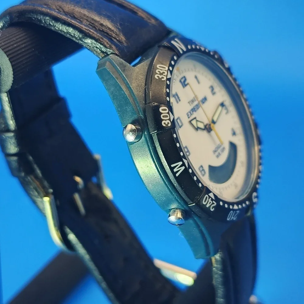 Vintage 2004 Timex Expedition INDIGLO Dual Time Ani-Digi 38mm Mens Quartz Watch